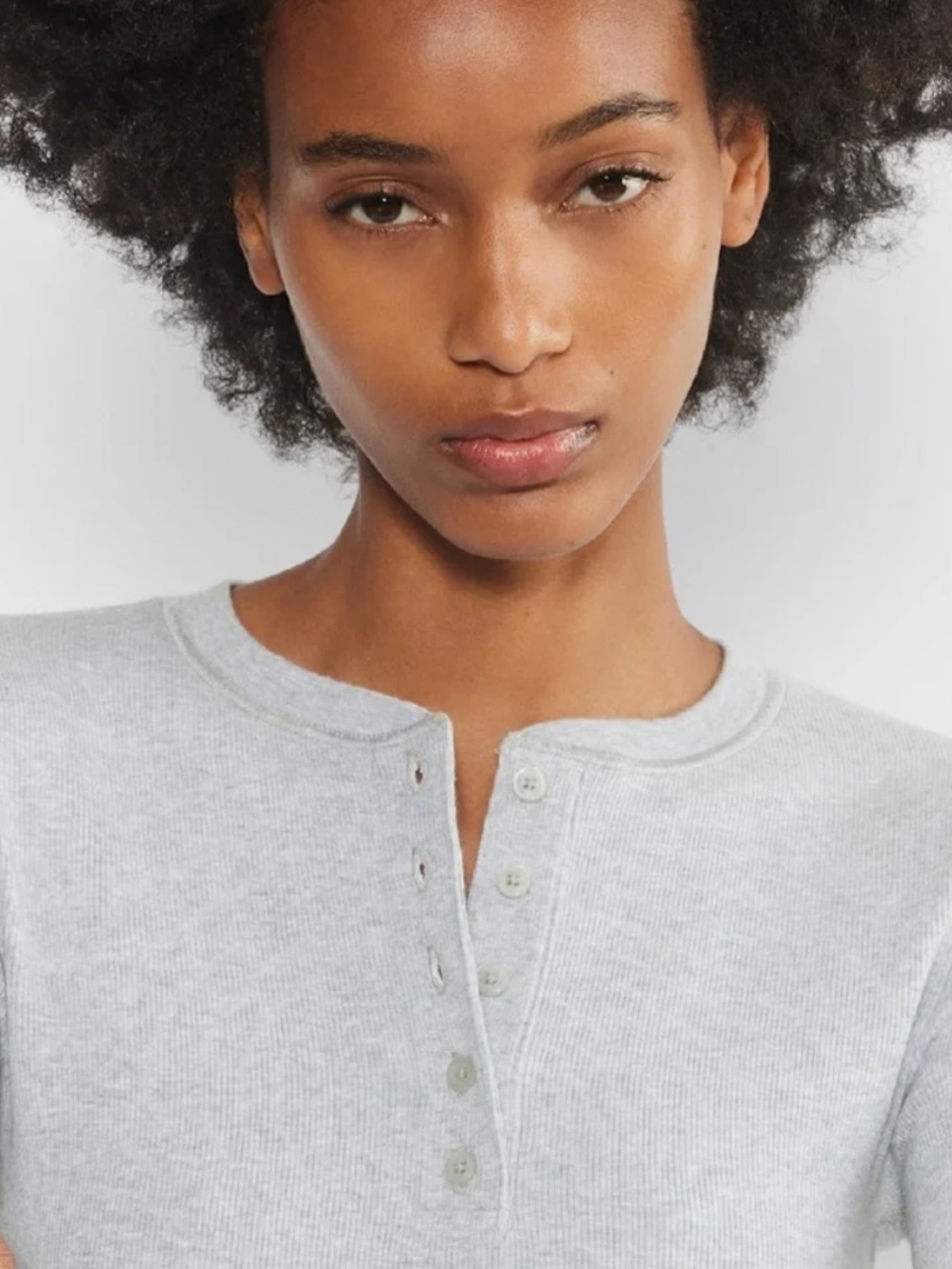 Aritzia Long Sleeve Henley Bodycon Dress in heathered gray - Picture 2 of 6